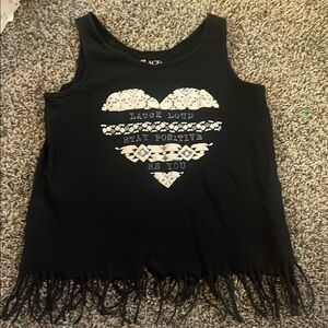 Place Black Tank Top with White Heart Design